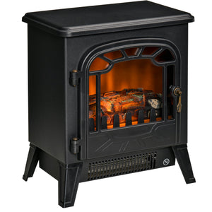 Cheminée électrique autonome avec effet de flamme réaliste 750 W/1 500 W, noir