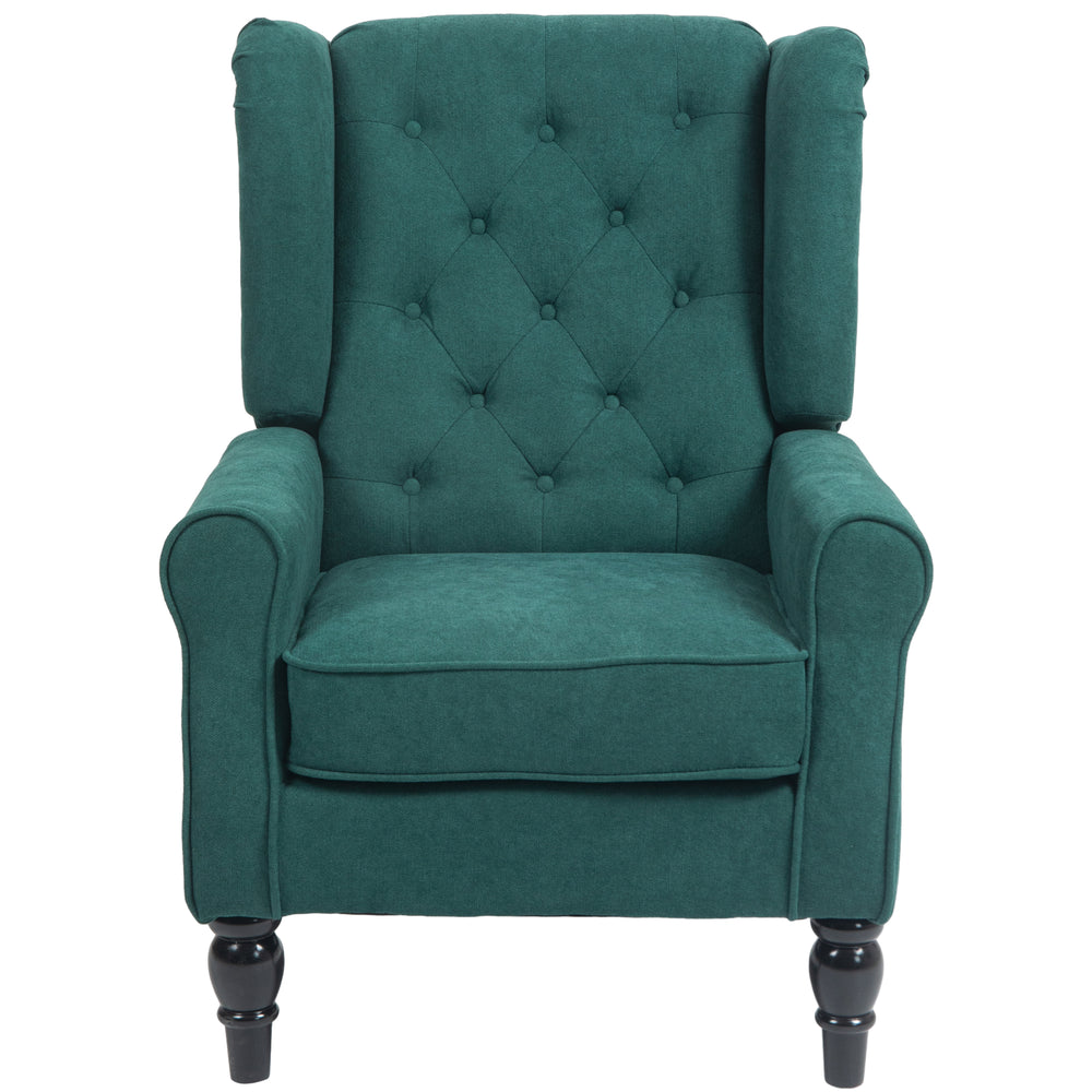 Fauteuil d'appoint capitonné à boutons, vert foncé