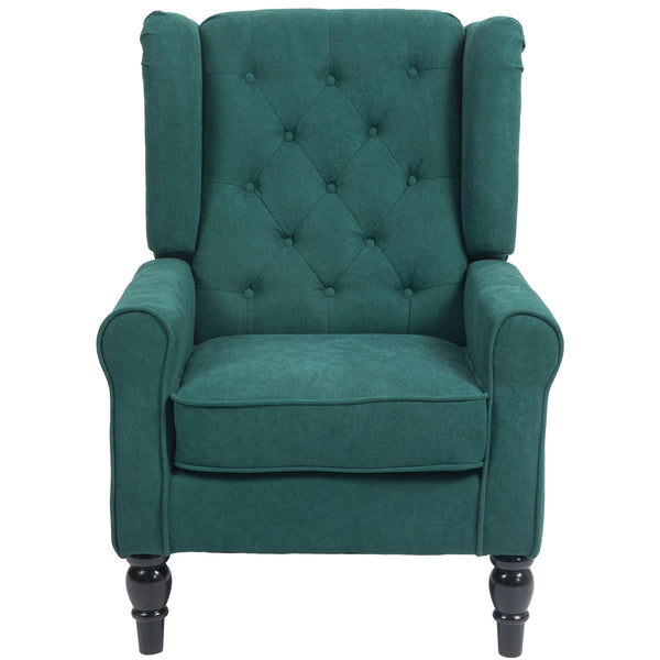 Fauteuil d'appoint capitonné à boutons, vert foncé