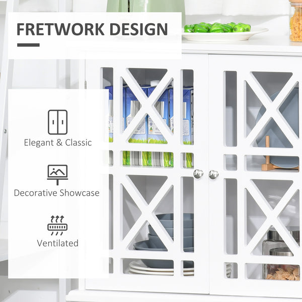 Buffet avec portes ajourées et étagère, blanc