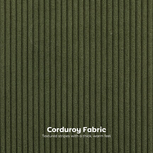 Set of 2 upholstered bar stools in corduroy, green