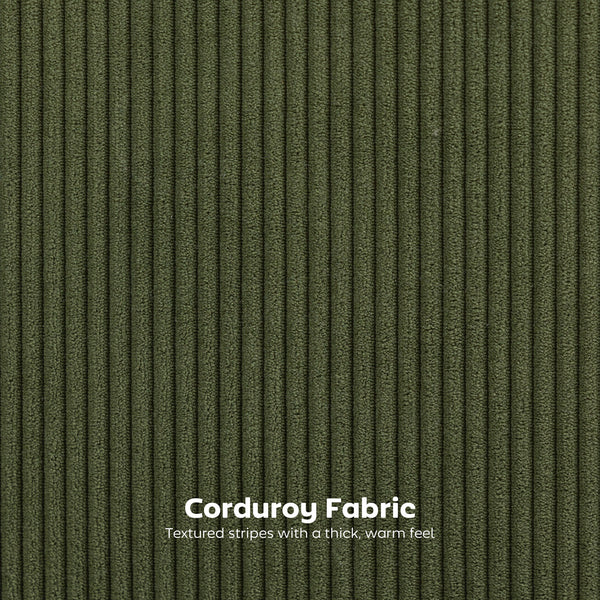 Set of 2 upholstered bar stools in corduroy, green