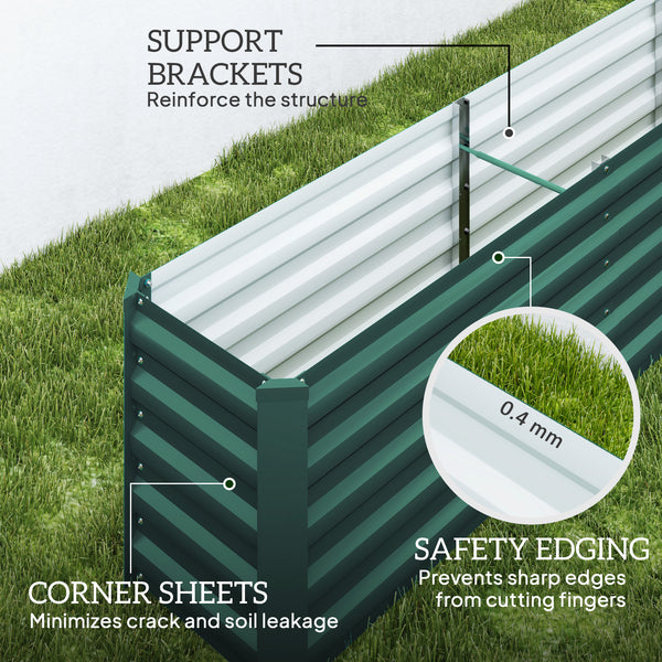 Jardinière surélevée galvanisée renforcée à fond ouvert, verte