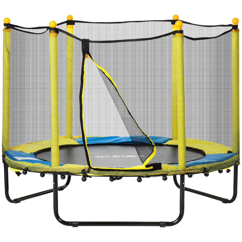 Trampoline de 1,4 m pour enfants avec filet de protection, pour l'intérieur et l'extérieur, jaune