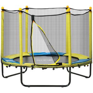 Trampoline de 1,4 m pour enfants avec filet de protection, pour l'intérieur et l'extérieur, jaune
