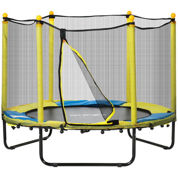 Trampoline de 1,4 m pour enfants avec filet de protection, pour l'intérieur et l'extérieur, jaune
