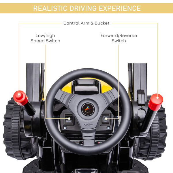 Tracteur pour enfants 6 V alimenté par batterie, jaune