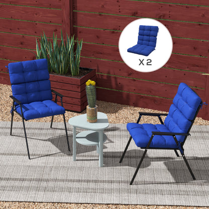 Ensemble de 2 coussins de chaise de patio extérieur avec attaches, capitonnés, bleu marine