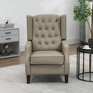 Fauteuil d'appoint moderne en similicuir avec rembourrage épais, kaki