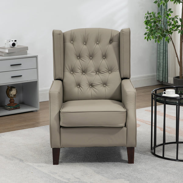Fauteuil d'appoint moderne en similicuir avec rembourrage épais, kaki