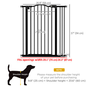 Barrière pour chien extra haute avec porte, noire