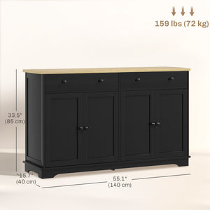Buffet moderne avec tiroirs de rangement et étagères réglables, noir