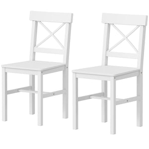 Ensemble de 2 chaises de salle à manger en bois avec dossier croisé, blanches