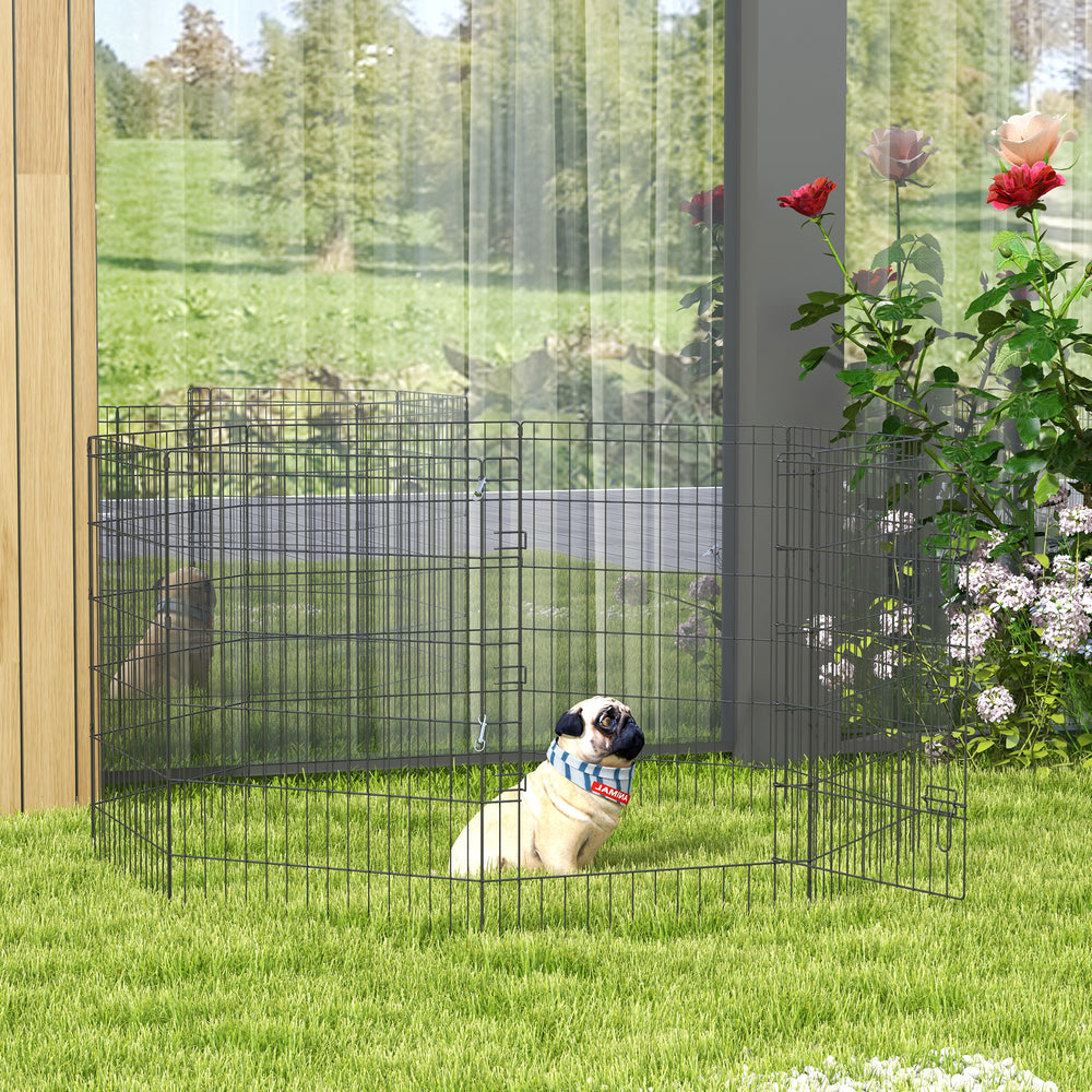 Foldable metal playpen with 8 panels