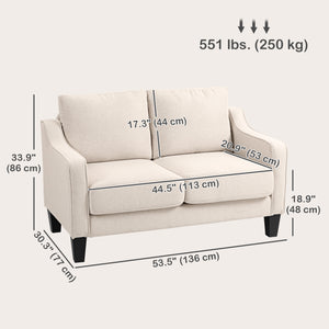 Canapé moderne avec ressorts ensachés, revêtement en lin, beige