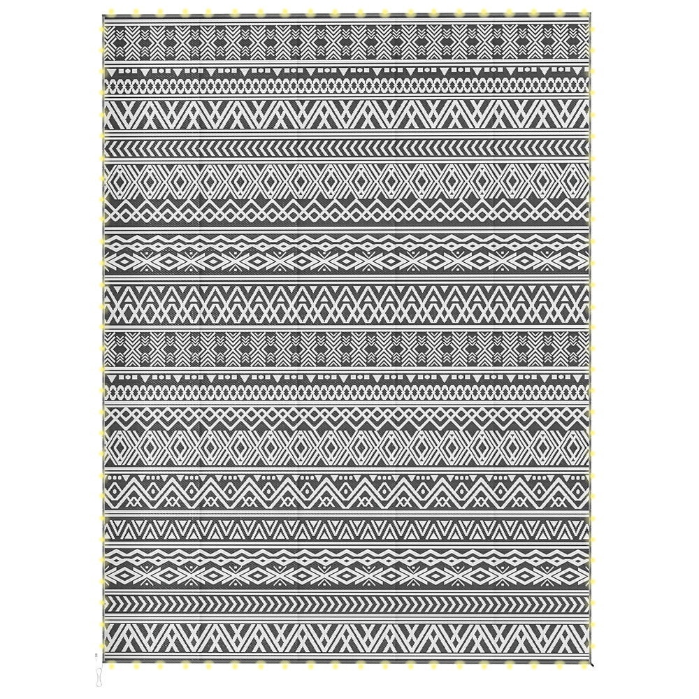Tapis d'extérieur avec lumières USB, réversible, avec sac de transport, 3,66 m x 2,74 m