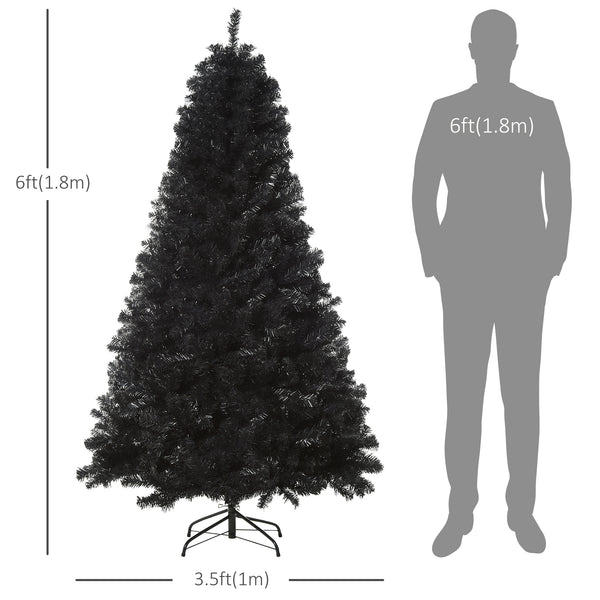 Sapin de Noël artificiel noir de 6 pieds non éclairé