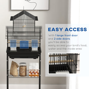 Cage à oiseaux 48" avec perchoir, balançoire, récipient pour nourriture, plateau coulissant et poignée