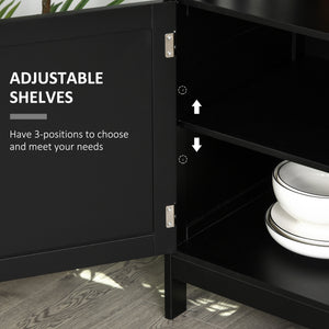Wooden Storage Buffet with 2-Tier Cabinet and Open Shelf, Black