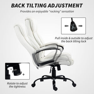 Fauteuil de bureau massant, vibration à 6 points, hauteur réglable, blanc