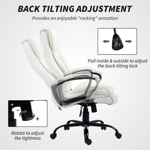 Fauteuil de bureau massant, vibration à 6 points, hauteur réglable, blanc