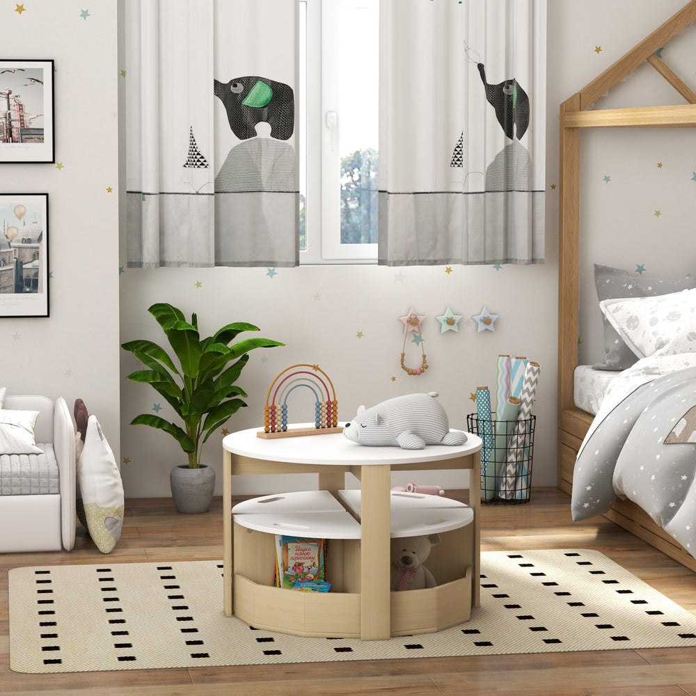 Ensemble table et chaises 5 pièces avec rangement pour chambre d'enfant, blanc