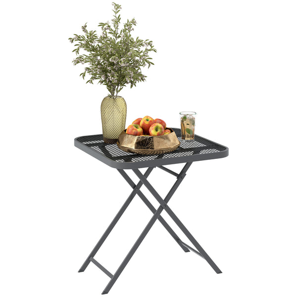 Table de patio carrée pliante avec plateau en rotin quadrillé