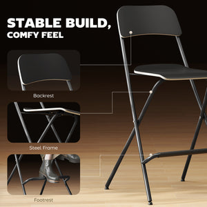 Set of 2 folding bar stools, black
