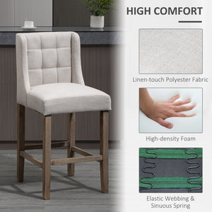 Modern upholstered and padded bar stools, beige