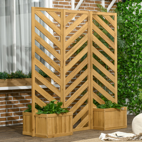 Garden screen with planters
