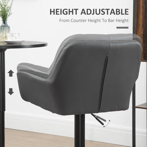 Lot de 2 tabourets de bar pivotants réglables avec repose-pieds, gris