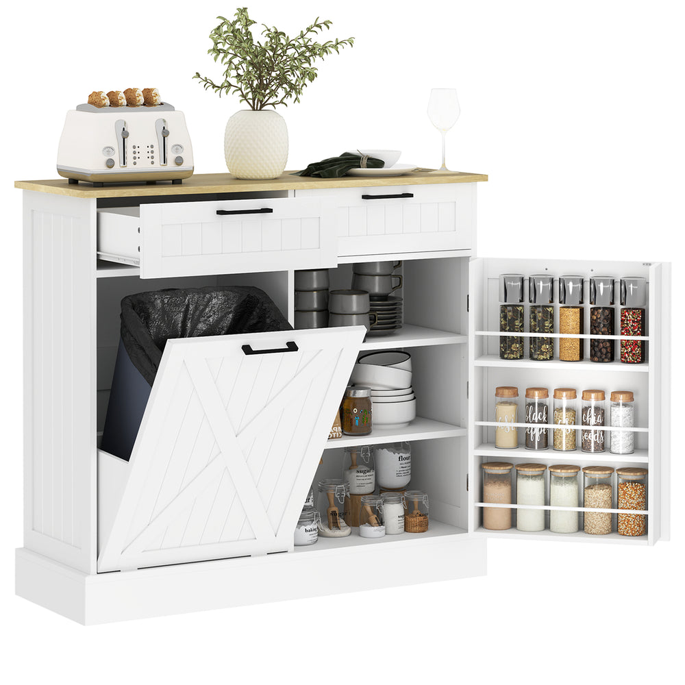 Meuble poubelle 10 gallons avec tiroirs basculants, blanc