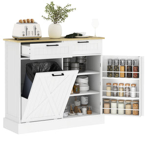 Meuble poubelle 10 gallons avec tiroirs basculants, blanc