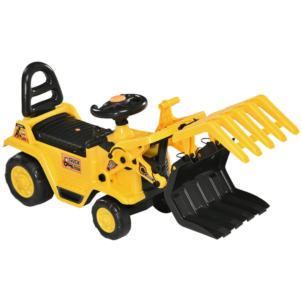 Self-propelled excavator without engine, with realistic sound and storage, for children aged 2 to 4 years, 83 x 27 x 39 cm, yellow