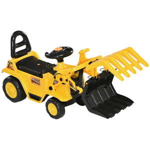 Self-propelled excavator without engine, with realistic sound and storage, for children aged 2 to 4 years, 83 x 27 x 39 cm, yellow