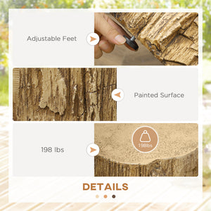 Table d'appoint finition béton, style souche d'arbre, marron naturel
