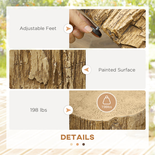 Table d'appoint finition béton, style souche d'arbre, marron naturel