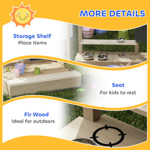 Sandbox avec couvercle, cuisine, jouets pour enfants de 3 à 7 ans, bois naturel