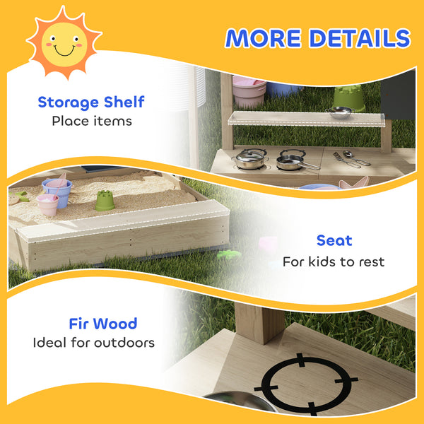 Sandbox avec couvercle, cuisine, jouets pour enfants de 3 à 7 ans, bois naturel