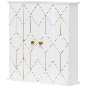 Armoire à pharmacie, meuble de rangement avec 2 portes et étagère réglable, blanc