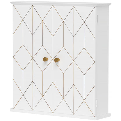 Medicine cabinet, storage unit with 2 doors and adjustable shelf, white