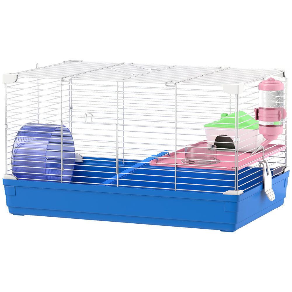 Cage bleue à 2 niveaux pour petits hamsters et gerbilles