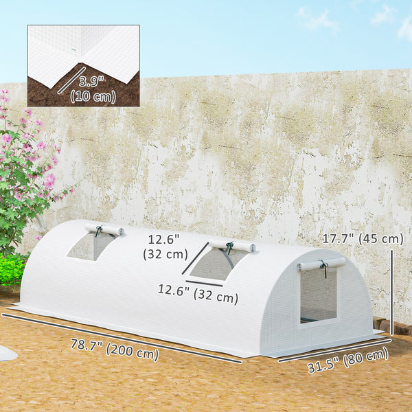 Portable mini greenhouse with 5 mesh windows and steel frame