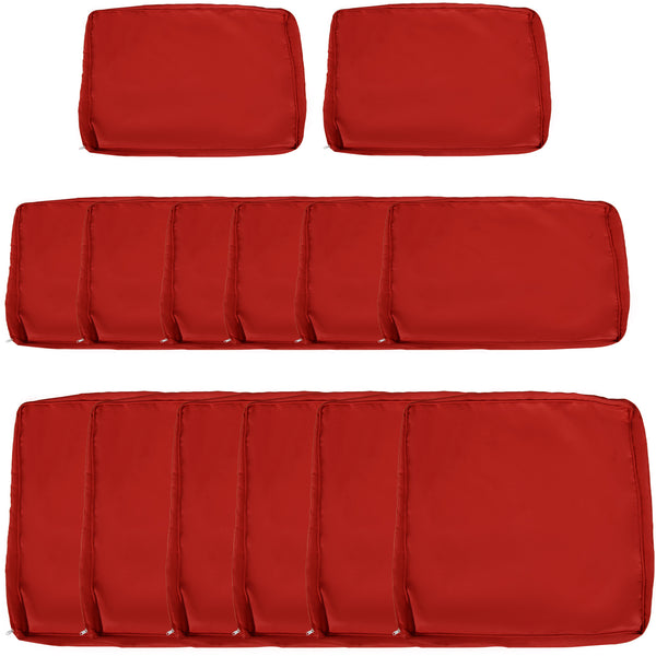 Ensemble de housses de coussins de rechange 14 pièces, rouge