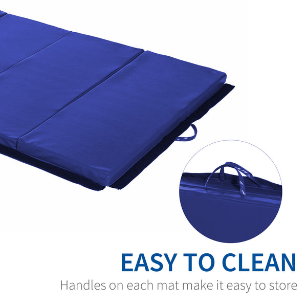 Tapis de gymnastique pliable 4'x6'x2'', avec poignées de transport, bleu