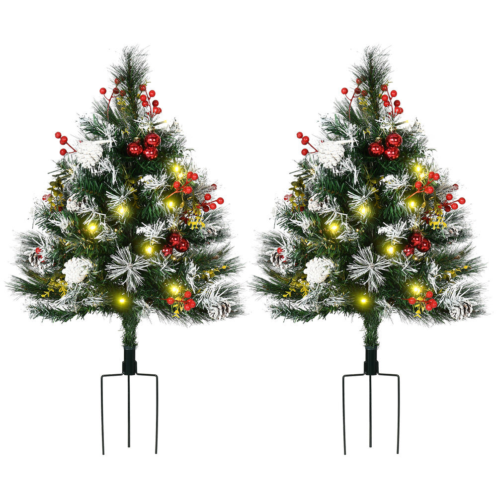 Lot de 2 sapins de Noël artificiel pré-éclairé HOMCOM de 2 pieds avec LED blanc chaud