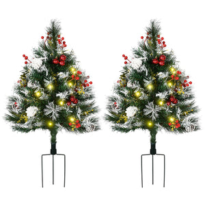 Lot de 2 sapins de Noël artificiel pré-éclairé HOMCOM de 2 pieds avec LED blanc chaud