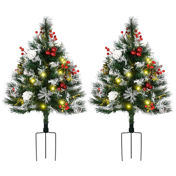 Lot de 2 sapins de Noël artificiel pré-éclairé HOMCOM de 2 pieds avec LED blanc chaud