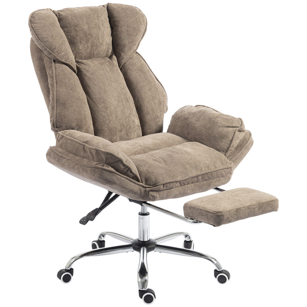 Fauteuil de bureau inclinable avec repose-pieds, brun