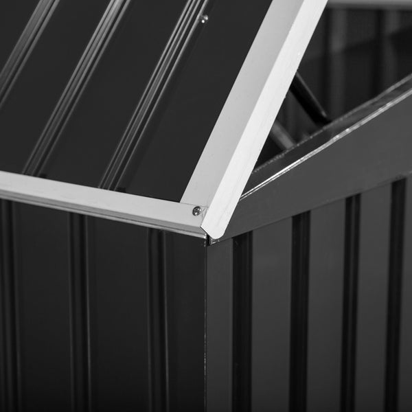 Abri à poubelles d'extérieur avec double porte et aérations, pour 2 poubelles, gris foncé